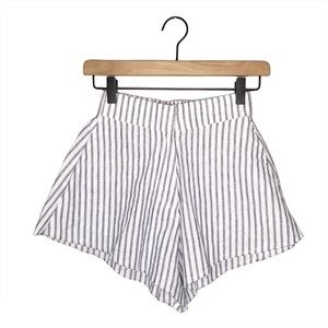 Nice Martin High Waisted Linen Blend Striped Piper Shorts in Blue/White XS